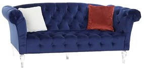 Canapea cu tapiterie catifelata, albastru, 216x74 cm