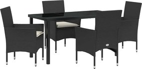 vidaXL Set de masă pentru grădină cu pernă 5 pcs Negru poliratan