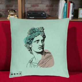 Perna Decorativa Bust Grec Vaporwave, 40x40 cm, Verde Menta, Husa Detasabila, Perna Inclusa, BEKZ®
