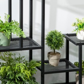 Outsunny Suport pentru plante cu 4 niveluri pentru interior și exterior , ideal pentru grădină, terasă, balcon, negru | Aosom Romania