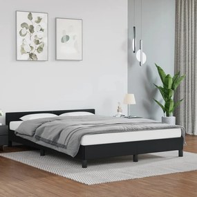Cadru de pat cu tablie, negru, 140x200 cm, piele ecologica Negru, 140 x 200 cm