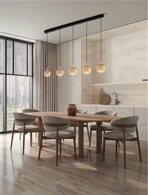 Lustra moderna cu 5 pendule LED, Metal, Sticla, Champaign, ORENDA