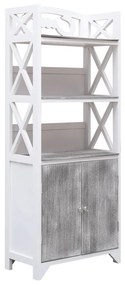 vidaXL Dulap de baie, alb și gri, 46 x 24 x 116 cm, lemn de paulownia