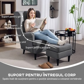 Fotoliu Modern HOMCOM Ottomană Gri | Aosom Romania