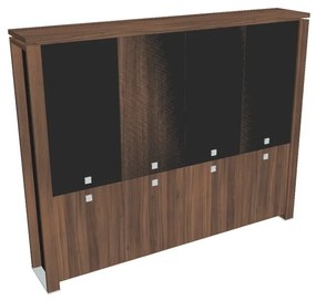 Dulap înalt Verno+ S 260 x 46 x 210 cm, uși combinate, nuc / negru