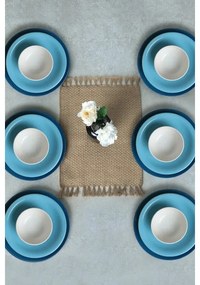 Set de masă, 18 piese, ceramică, albastru/alb