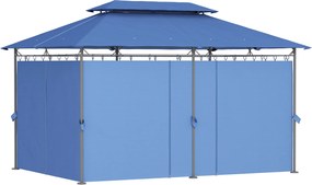 Outsunny Tonelă de grădină 3 x 4 m cort de recepție cu 6 draperii detașabile și acoperiș dublu pentru patio, festival, albastru închis | Aosom Romania
