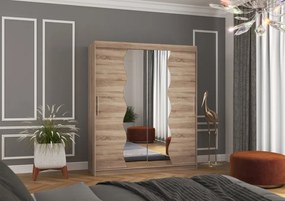 Dulap cu usi glisante si oglinda 180x215 cm, Kansas, ADRK Furniture (Culoare: Ciocolata)