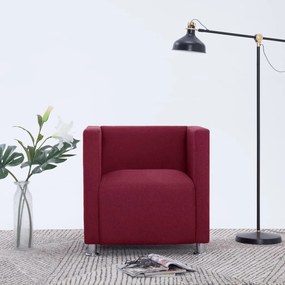 282151 vidaXL Fotoliu cubic, roșu vin, material textil