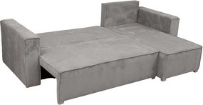 Canapea colt extensibila SMART COSARO gri deschis, cu colt bilateral + 2 perne CADOU