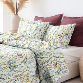 Goldea lenjerie de pat din 100% bumbac - flori și frunze pictate 140 x 200 și 50 x 70 cm