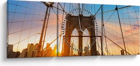 Tablou - Podul Brooklyn, Manhattan, New York (cu ceas) (90x30 cm)