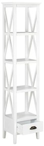 280034 vidaXL Bibliotecă cu 1 sertar, alb, 40x30x170 cm, MDF