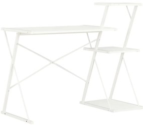 vidaXL Birou cu raft, alb, 116 x 50 x 93 cm