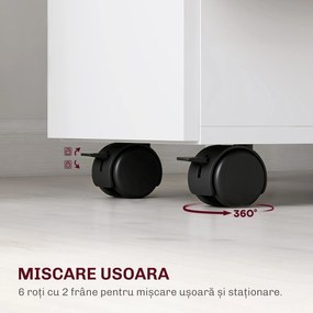 HOMCOM Masă Extensibilă pentru 6 Persoane, Masă Pliabilă cu Roți, 2 Sertare și Dulapior, 140x76x74 cm, Alb | Aosom Romania