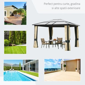 Outsunny Pavilion de Lux din Aluminiu Cort pentru Gradina 3x3.6x2.65m