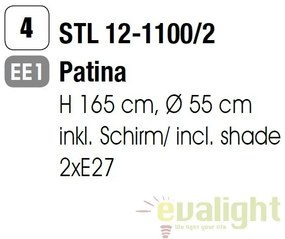 Lampadar / Lampa de podea stil clasic H154cm Tonia Stl 12-1100/2 Patina OR