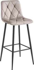 OFERTA Scaun de bar bej inchis NADO VELVET cu picioare negre Calitatea II