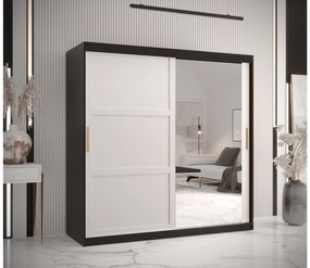 Dulap de haine Riven 2 180 (negru mat + alb mat) (cu oglindă). 1064179