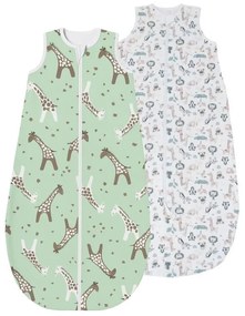 Set 2 saci de dormit copii ajustabili din material flausat 0–18 luni Kidizi Safari Giraffe, 1 tog