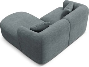 Colțar gri închis cu tapițerie din catifea reiată (cu colț pe partea dreaptă/cu șezlong) Campi – Cosmopolitan Design