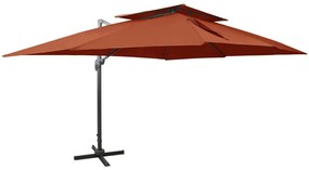 vidaXL Umbrelă în consolă cu înveliș dublu, cărămiziu, 400x300 cm