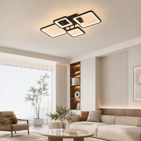 Plafoniera LED ERSTE Ambient 70W Negru Mat Dimabilă 3CCT 3850lm, Corp Iluminat Industrial Chic Modern pentru Living, Design Geometric Eficient
