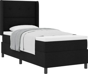 vidaXL Pat cu arcuri cu saltea cu headboard Negru 200 x 80 cm țesătură