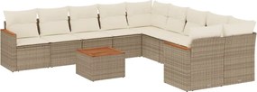 vidaXL Set canapele de grădină cu perne, 11 piese, bej, poliratan