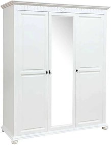 Dulap lemn masiv alb Natalie cu Oglindă, 170 × 60 × 210 cm