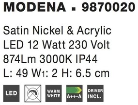 Aplica LED pentru oglinda cu protectie IP44 MODENA, L-49cm NVL-9870020