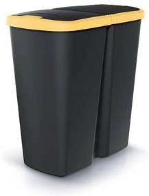 Coș de gunoi DUO negru, 45 l, galben/negru