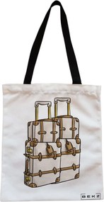 Sacosa de Panza pentru Cumparaturi, Geanta Tote, Travel Girl 18, Cu fermoar, 38x34.5 cm, Alba, BEKZ®