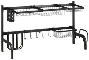 HOMCOM Suport pentru vase, ajustabil în lungime 51-93 cm, multe elemente, aranjament flexibil, 93 x 30 x 52 cm, negru | Aosom Romania