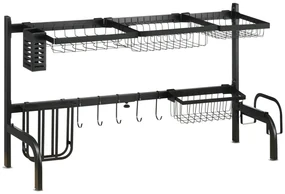 HOMCOM Suport pentru vase, ajustabil în lungime 51-93 cm, multe elemente, aranjament flexibil, 93 x 30 x 52 cm, negru | Aosom Romania