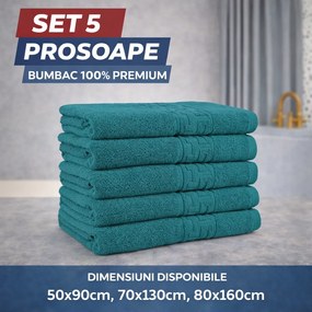 Set 5 Prosoape Baie Premium, 100% Bumbac, Absorbante și Pufoase