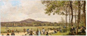 Tablou - French 19th Century, Race Course at Longchamps, reproducere (120x50 cm)