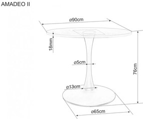 Masa rotunda Amadeo II nuc/negru mat - d90 x h76 cm