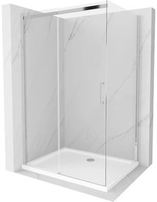 Cabină de duș Mexen Omega culisantă 100 x 80 cm, transparentă, crom + cadă Flat - 825-100-080-01-00-4010