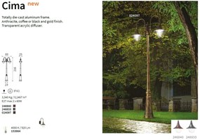 Stalp de exterior cu protectie IP44 CIMA PT2 COFFEE 246840 IDL