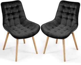 Set de scaune matlasate, negru, 2 buc