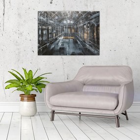 Tablou pe sticlă cu u interiorul clădirii vechi (70x50 cm)
