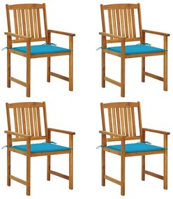 vidaXL Scaune de grădină cu perne, 4 buc., lemn masiv de acacia
