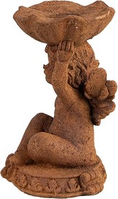 Suport lumanare, maro, din polirasina, 7x7x12 cm, Angel