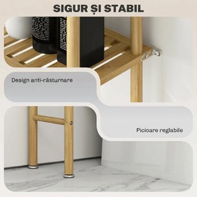 HOMCOM Unitate de Depozitare Deasupra Toaletei din Bambus cu 3 Rafturi, 63,5x25,5x181 cm, Lemn Natural | Aosom Romania