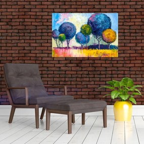 Tablou - Copaci, pictură în ulei (90x60 cm)