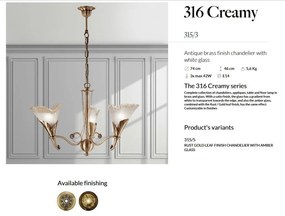 Candelabru 3 brate LUX design clasic realizat manual 316 Creamy