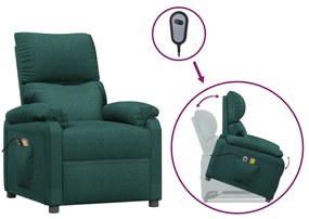 3110990 vidaXL Fotoliu de masaj cu ridicare, verde închis, material textil