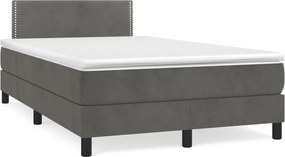 vidaXL Pat box spring cu saltea, gri închis, 120x200 cm, catifea