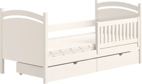 Pat copii cu tablă de scris Amely 70x140 - culoare alb